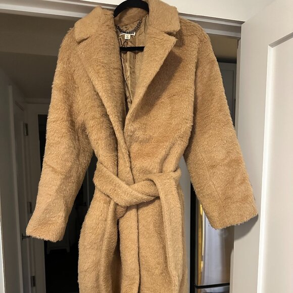 Whistles Wool Textured Belted Coat, Size L - Picture 3 of 7